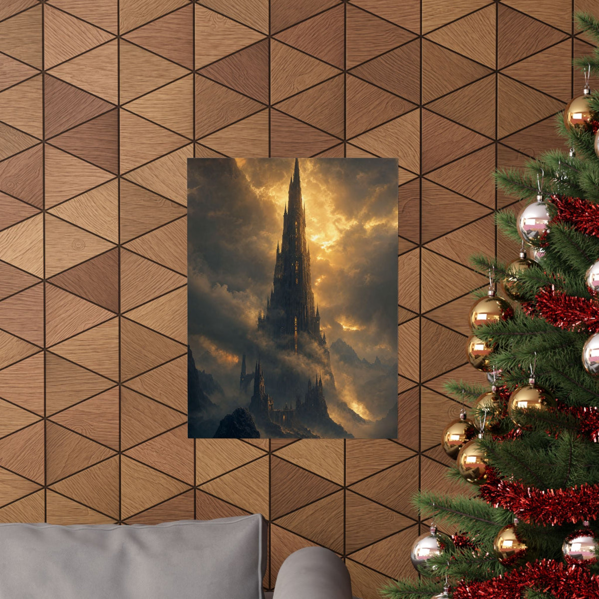 Dark Tower Piercing The Clouds - Dark Fantasy Art Print (Matte Poster) - Moikas