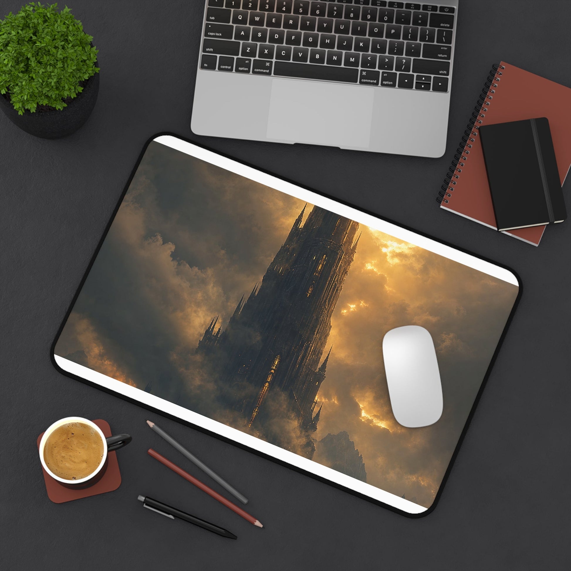 Dark Tower Piercing The Clouds - Dark Fantasy Gaming Desk Mat - Moikas