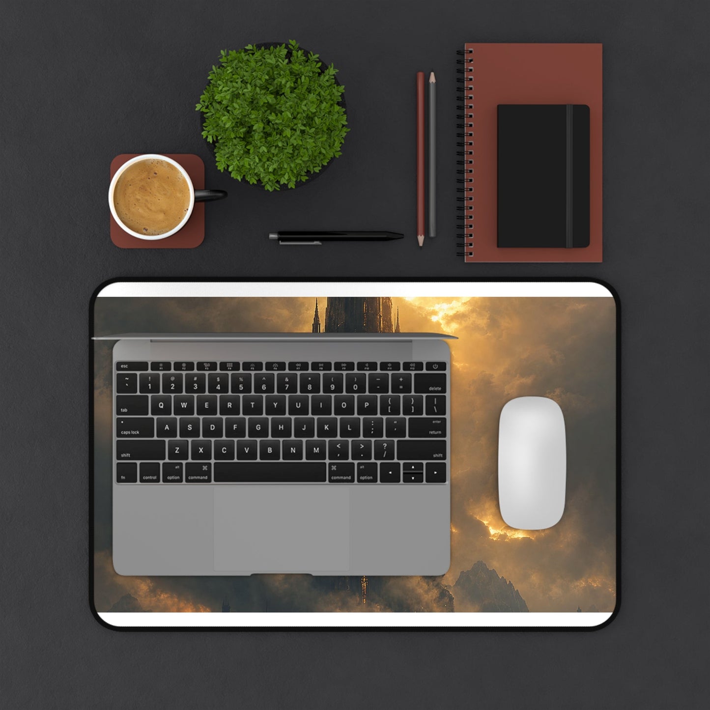 Dark Tower Piercing The Clouds - Dark Fantasy Gaming Desk Mat - Moikas