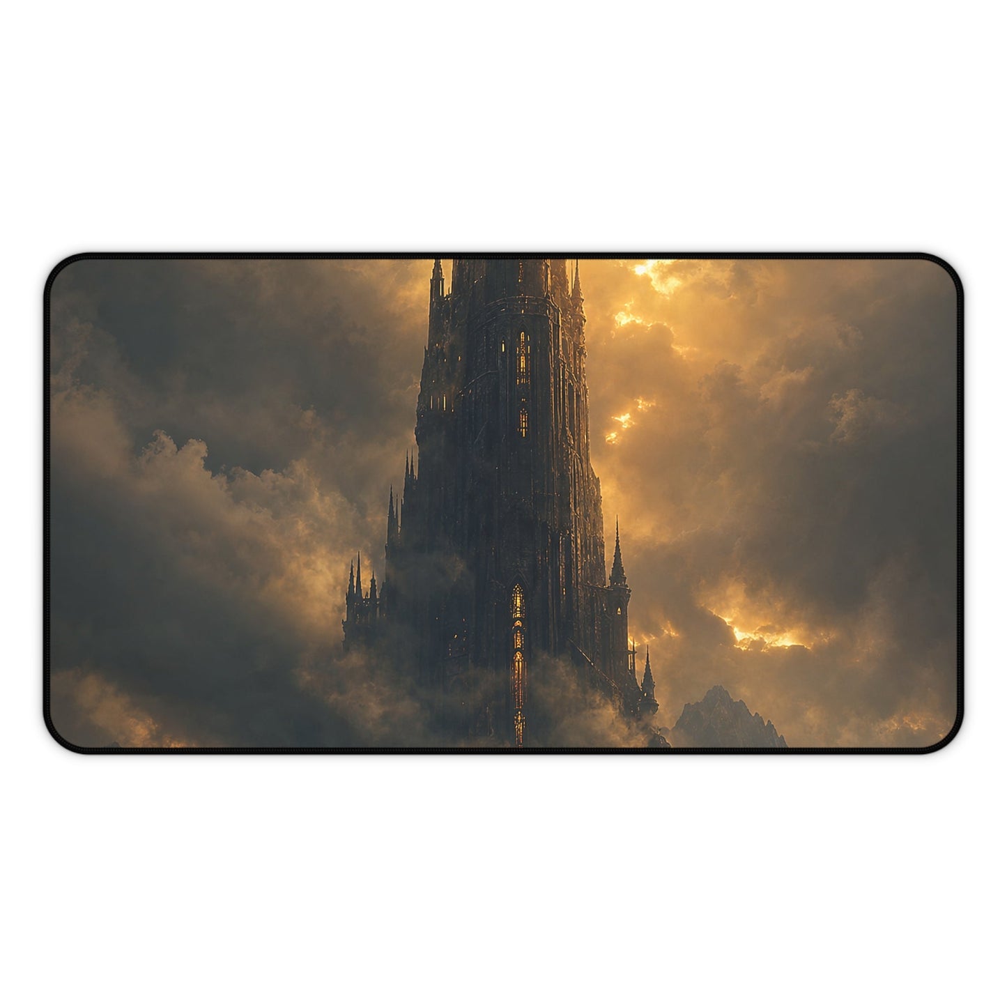 Dark Tower Piercing The Clouds - Dark Fantasy Gaming Desk Mat - Moikas