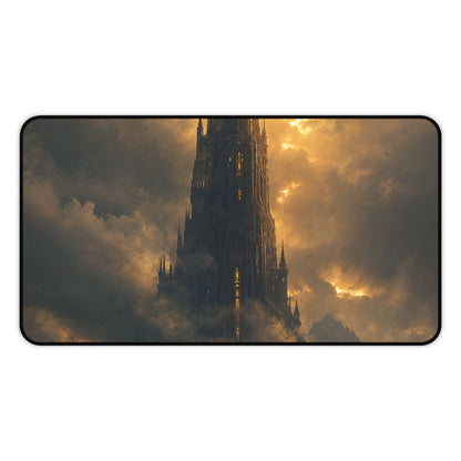 Dark Tower Piercing The Clouds - Dark Fantasy Gaming Desk Mat - Moikas