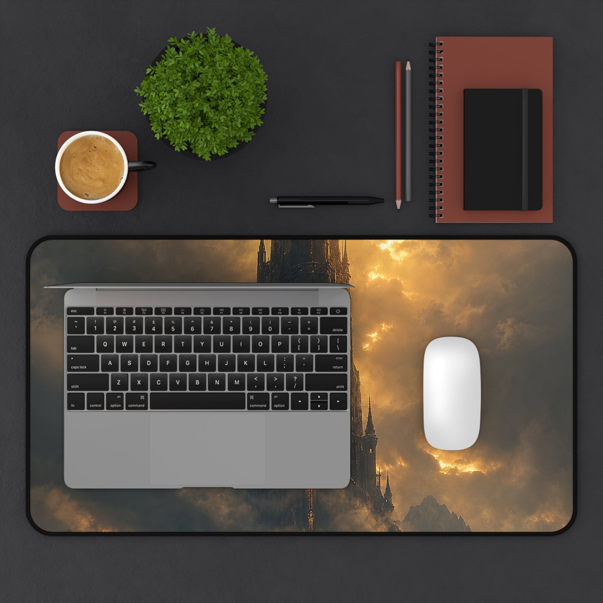 Dark Tower Piercing The Clouds - Dark Fantasy Gaming Desk Mat - Moikas