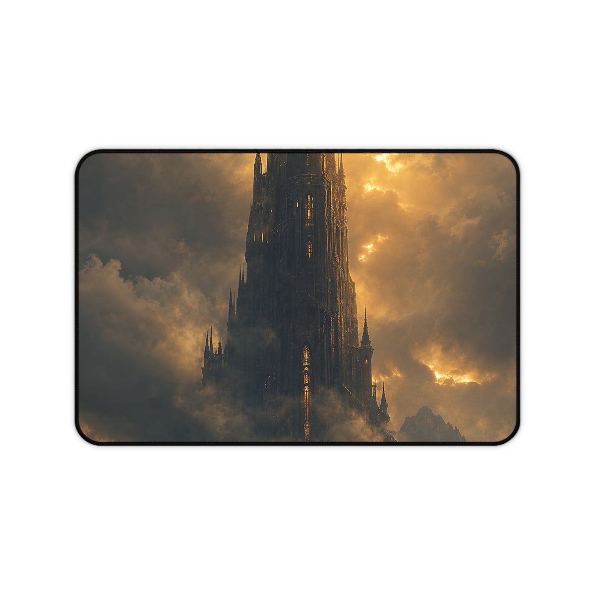 Dark Tower Piercing The Clouds - Dark Fantasy Gaming Desk Mat - Moikas