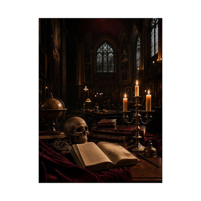 Dark University Hall At Midnight - Dark Academia Art Print (Matte Poster) - Moikas