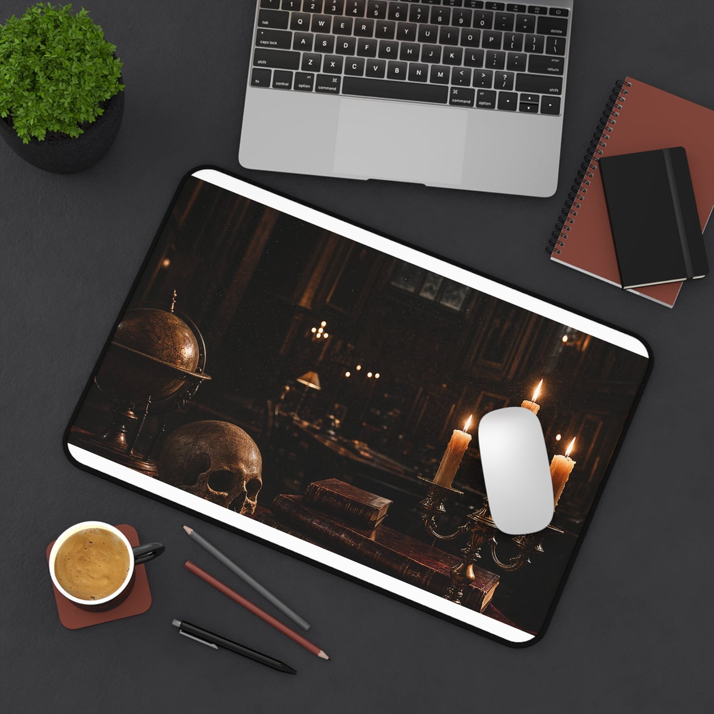 Dark University Hall At Midnight - Dark Academia Gaming Desk Mat - Moikas