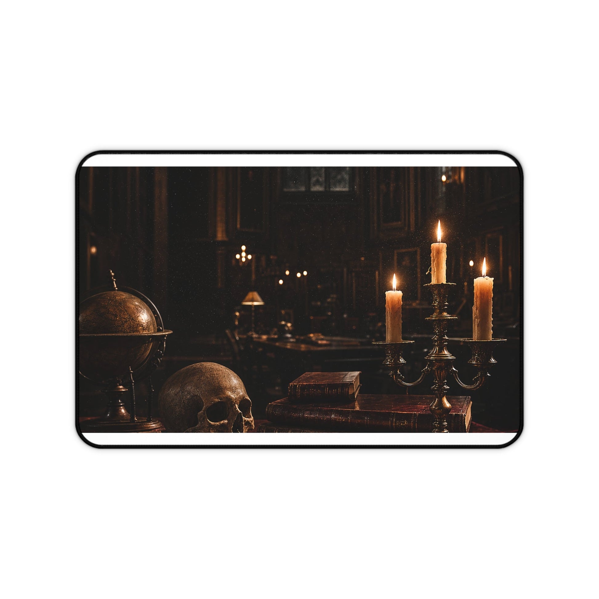 Dark University Hall At Midnight - Dark Academia Gaming Desk Mat - Moikas