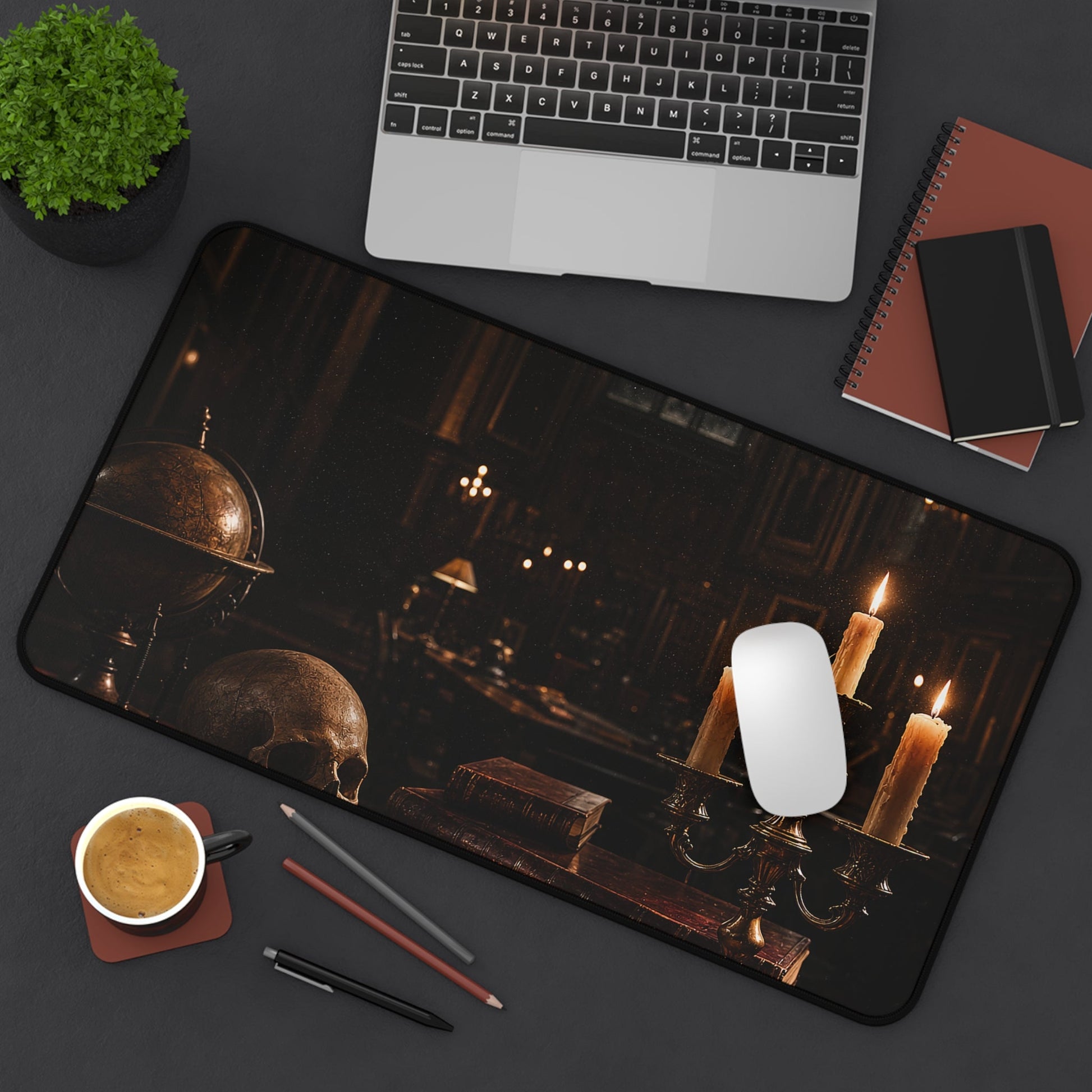 Dark University Hall At Midnight - Dark Academia Gaming Desk Mat - Moikas