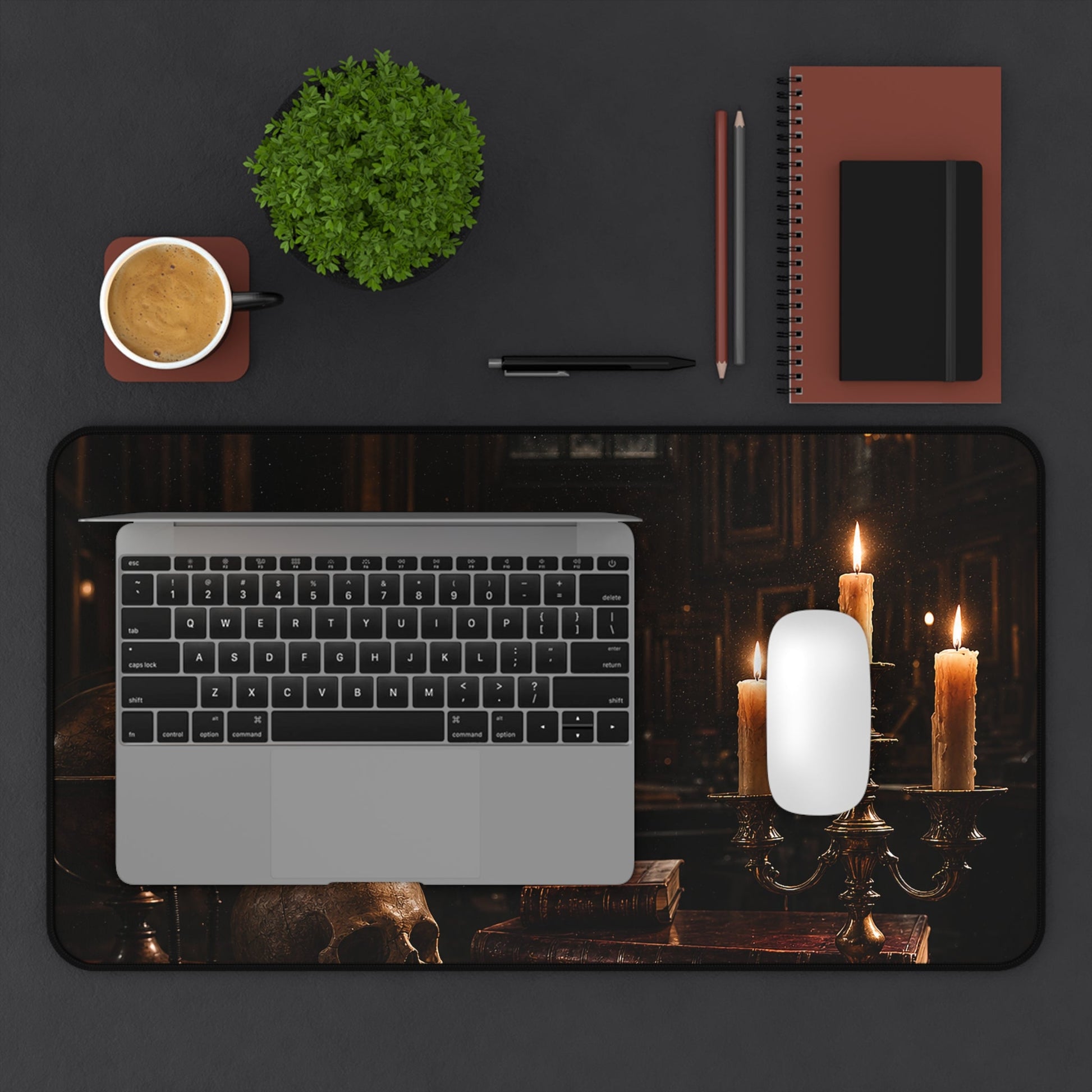 Dark University Hall At Midnight - Dark Academia Gaming Desk Mat - Moikas
