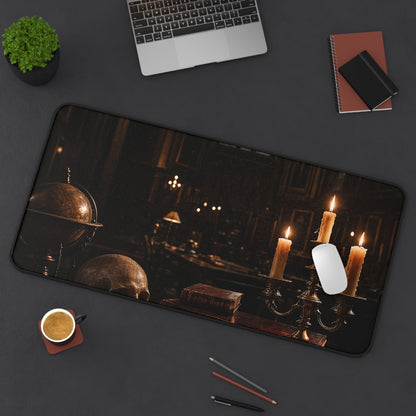 Dark University Hall At Midnight - Dark Academia Gaming Desk Mat - Moikas