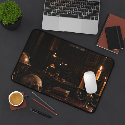 Dark University Hall At Midnight - Dark Academia Gaming Desk Mat - Moikas