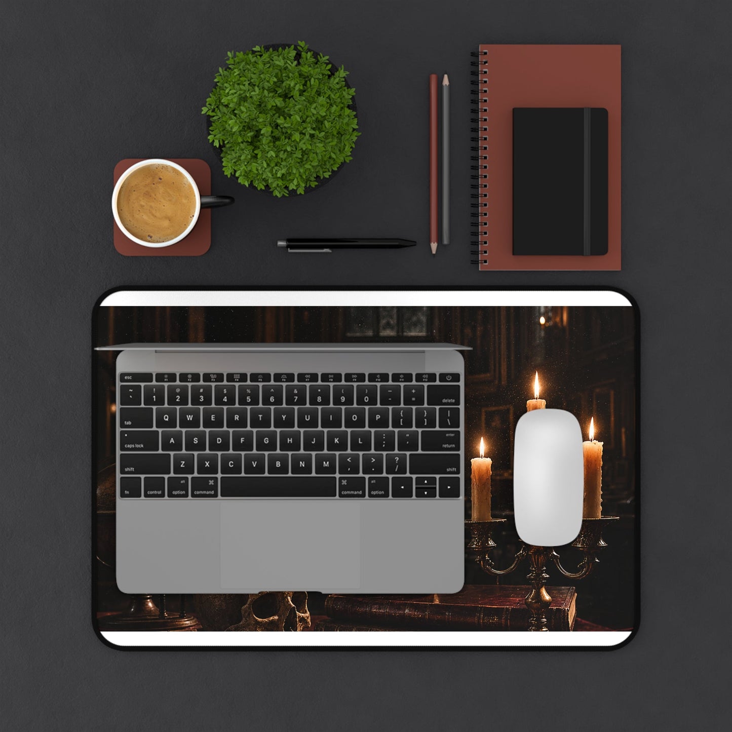 Dark University Hall At Midnight - Dark Academia Gaming Desk Mat - Moikas