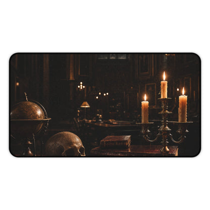 Dark University Hall At Midnight - Dark Academia Gaming Desk Mat - Moikas