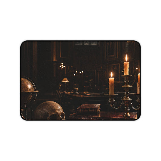 Dark University Hall At Midnight - Dark Academia Gaming Desk Mat - Moikas