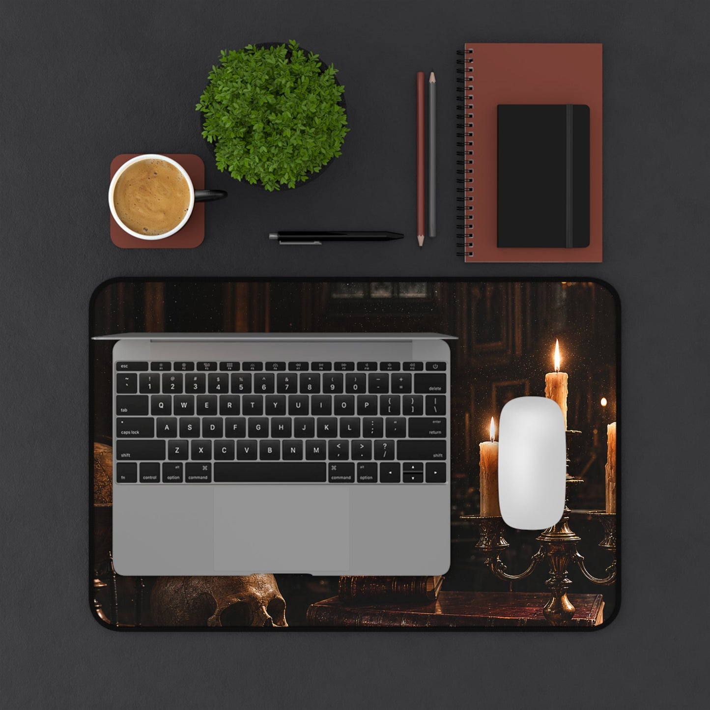 Dark University Hall At Midnight - Dark Academia Gaming Desk Mat - Moikas