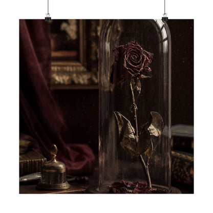 Dead Rose In Glass Dome - Dark Academia Art Print (Matte Poster) - Moikas