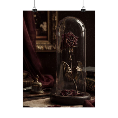Dead Rose In Glass Dome - Dark Academia Art Print (Matte Poster) - Moikas