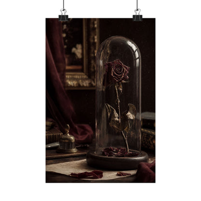 Dead Rose In Glass Dome - Dark Academia Art Print (Matte Poster) - Moikas