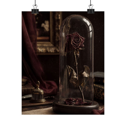 Dead Rose In Glass Dome - Dark Academia Art Print (Matte Poster) - Moikas