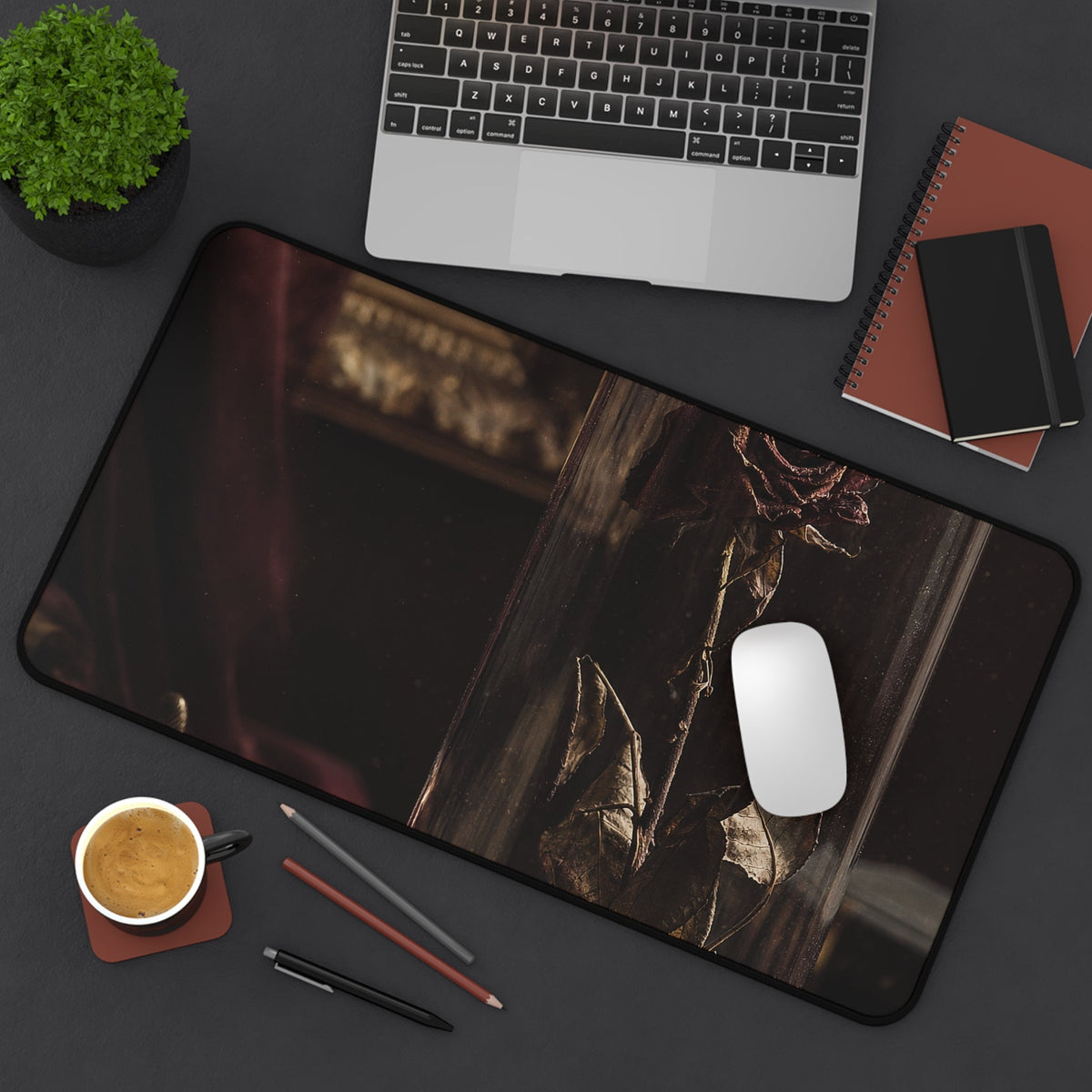 Dead Rose In Glass Dome - Dark Academia Gaming Desk Mat - Moikas