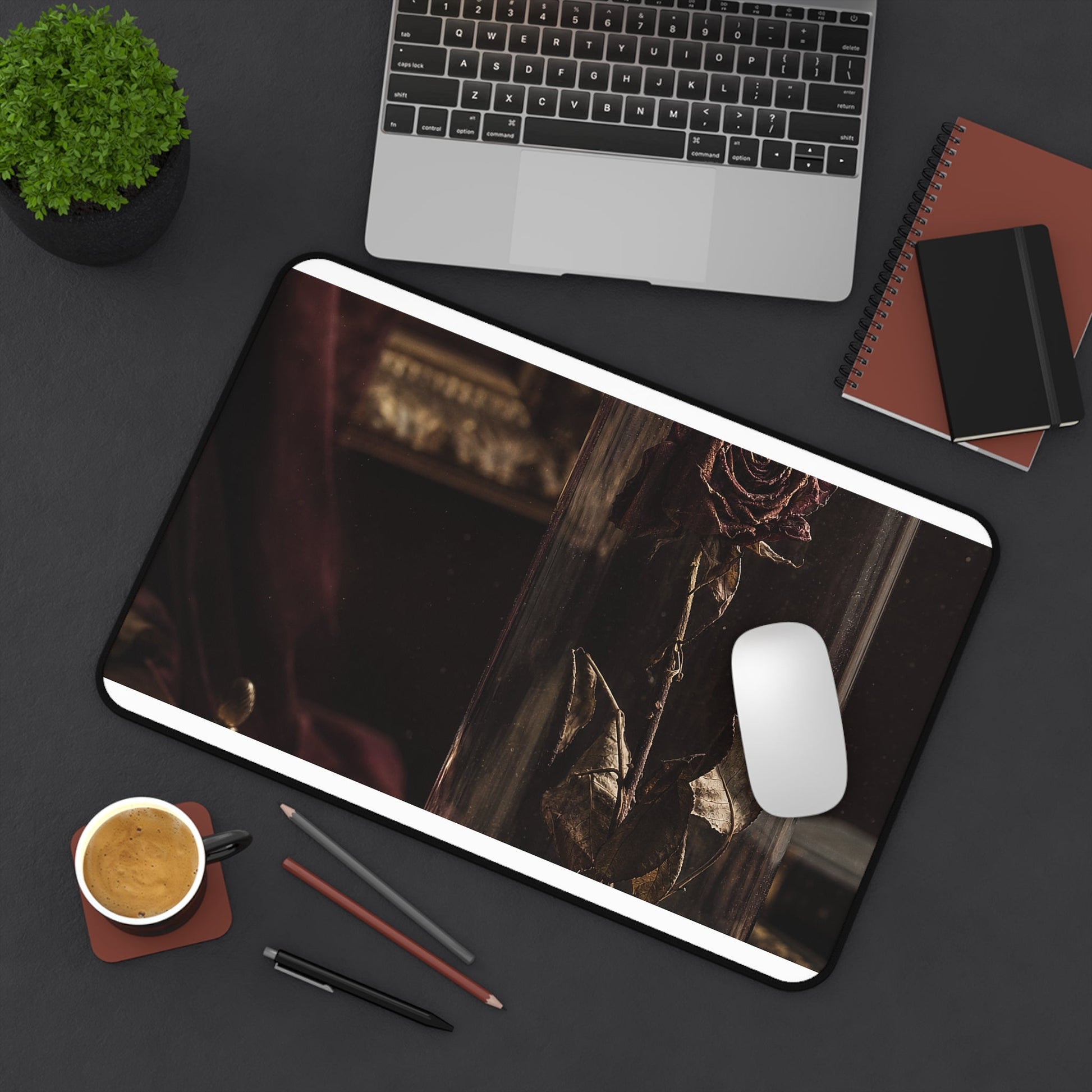 Dead Rose In Glass Dome - Dark Academia Gaming Desk Mat - Moikas