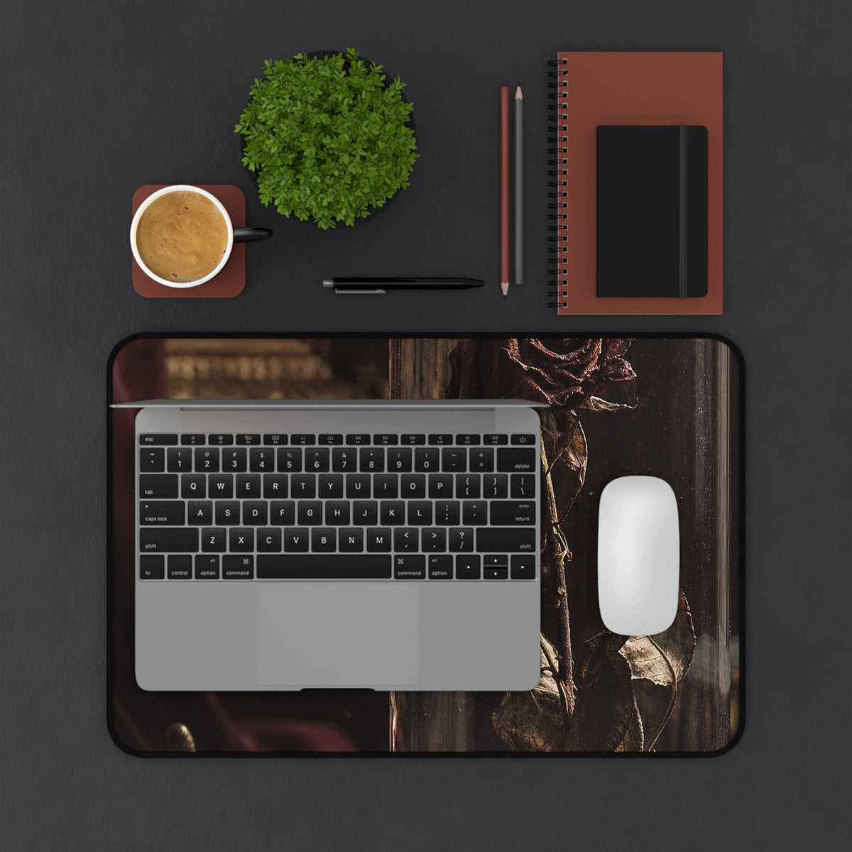 Dead Rose In Glass Dome - Dark Academia Gaming Desk Mat - Moikas