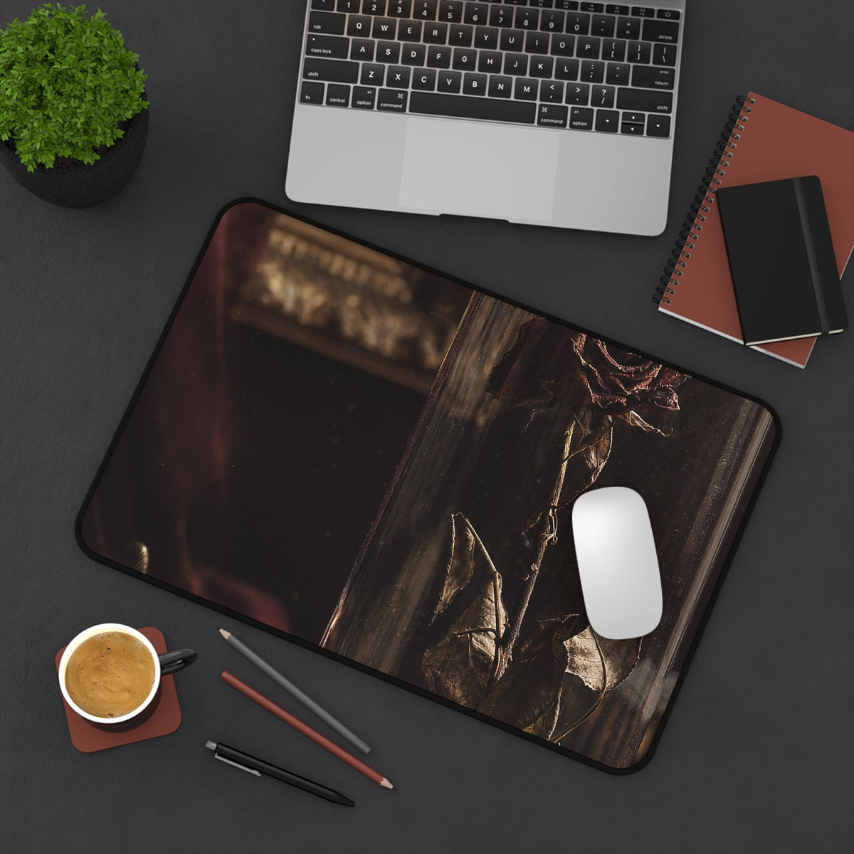 Dead Rose In Glass Dome - Dark Academia Gaming Desk Mat - Moikas