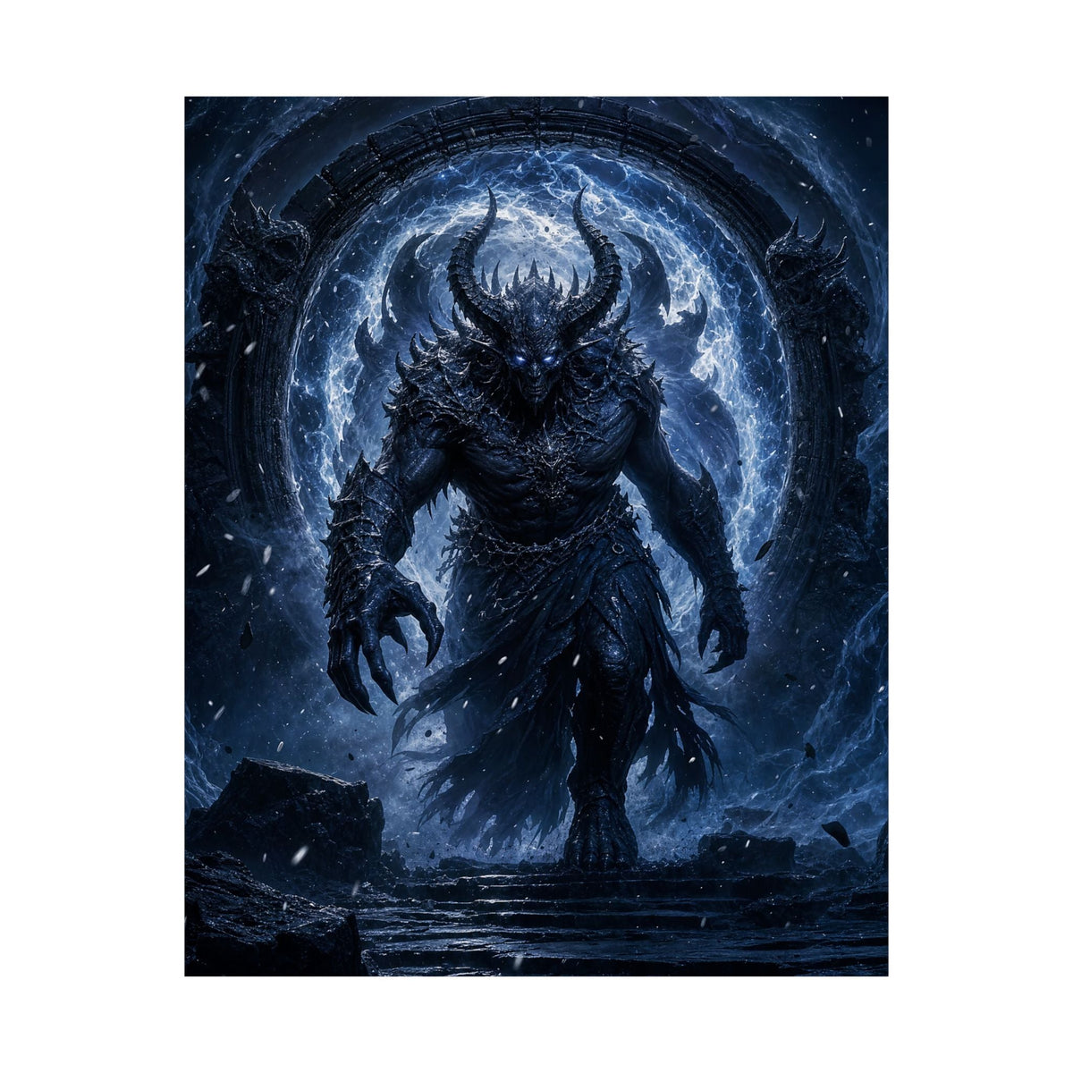 Demon Emerging From Portal - Dark Fantasy Art Print (Matte Poster) - Moikas