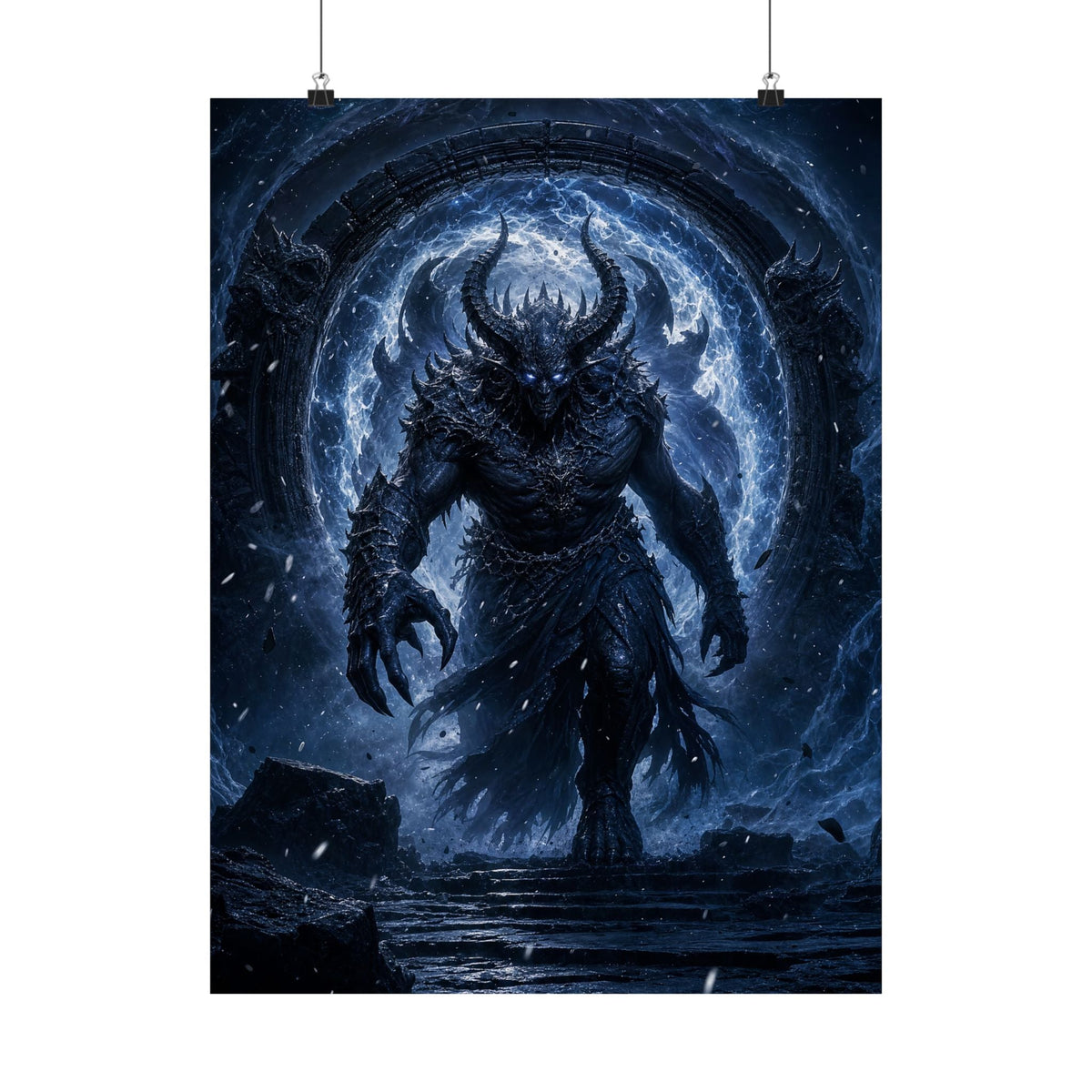 Demon Emerging From Portal - Dark Fantasy Art Print (Matte Poster) - Moikas