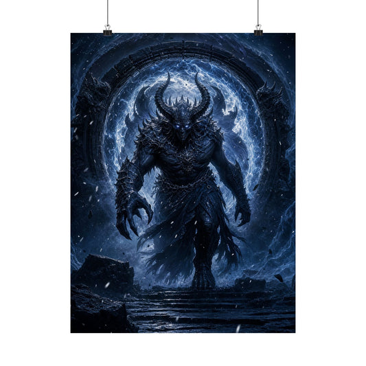 Demon Emerging From Portal - Dark Fantasy Art Print (Matte Poster) - Moikas