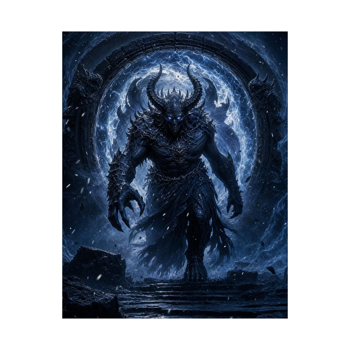 Demon Emerging From Portal - Dark Fantasy Art Print (Matte Poster) - Moikas