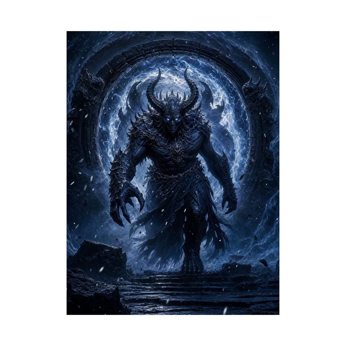 Demon Emerging From Portal - Dark Fantasy Art Print (Matte Poster) - Moikas