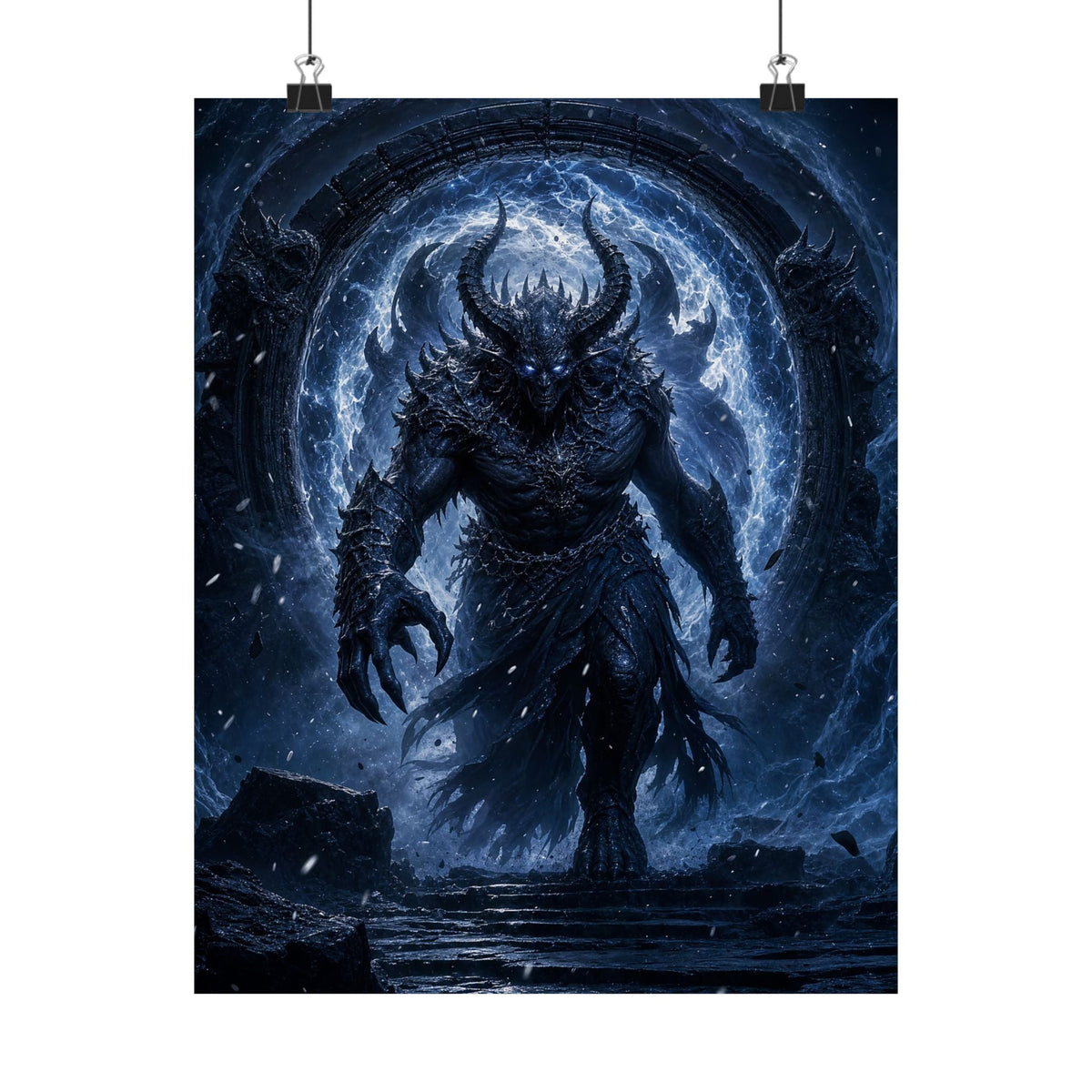 Demon Emerging From Portal - Dark Fantasy Art Print (Matte Poster) - Moikas