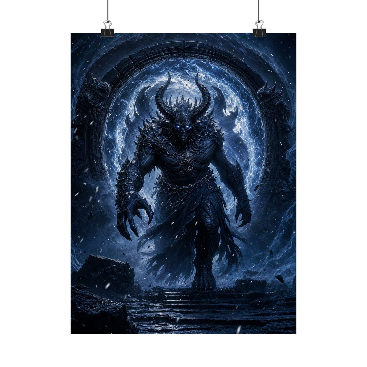 Demon Emerging From Portal - Dark Fantasy Art Print (Matte Poster) - Moikas