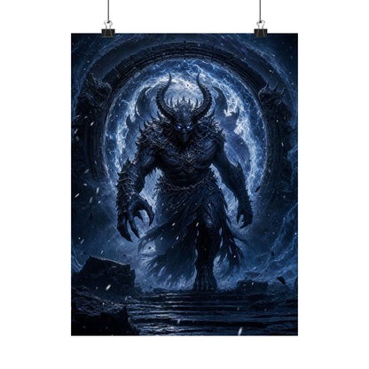 Demon Emerging From Portal - Dark Fantasy Art Print (Matte Poster) - Moikas