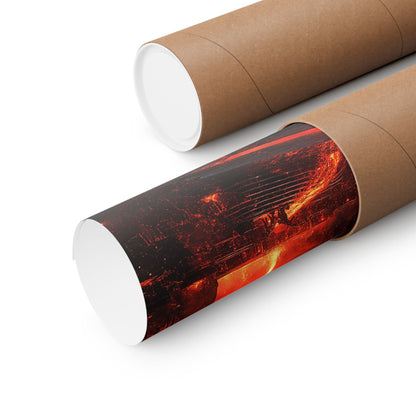 Demon Forge With Molten Metal - Dark Fantasy Art Print (Matte Poster) - Moikas