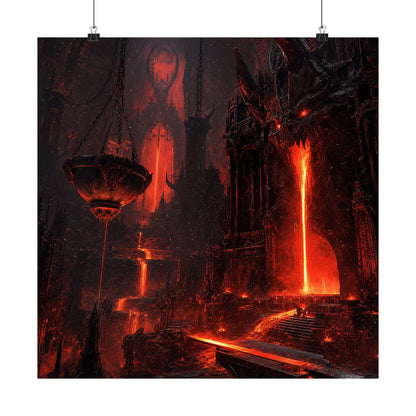 Demon Forge With Molten Metal - Dark Fantasy Art Print (Matte Poster) - Moikas