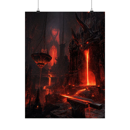 Demon Forge With Molten Metal - Dark Fantasy Art Print (Matte Poster) - Moikas