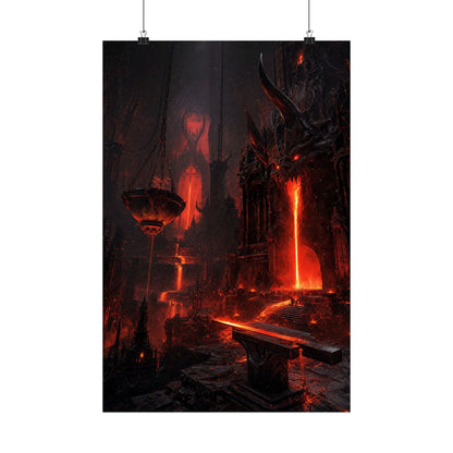 Demon Forge With Molten Metal - Dark Fantasy Art Print (Matte Poster) - Moikas