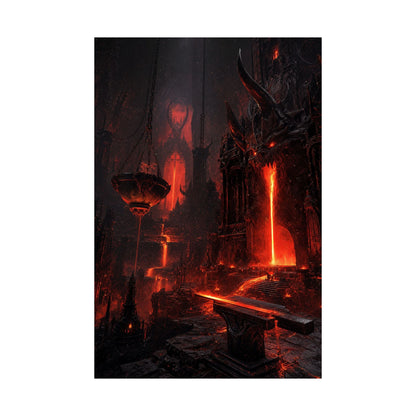 Demon Forge With Molten Metal - Dark Fantasy Art Print (Matte Poster) - Moikas