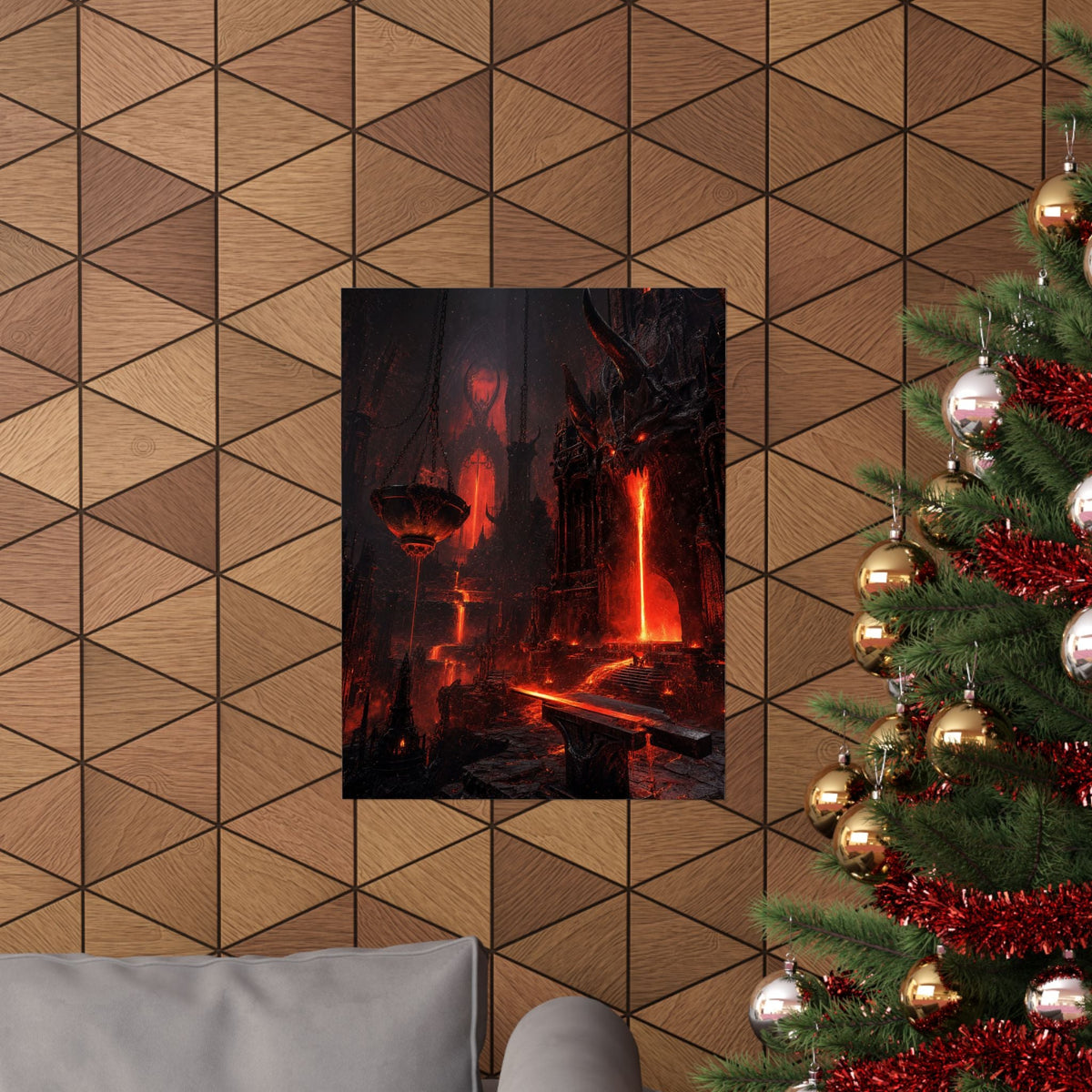 Demon Forge With Molten Metal - Dark Fantasy Art Print (Matte Poster) - Moikas