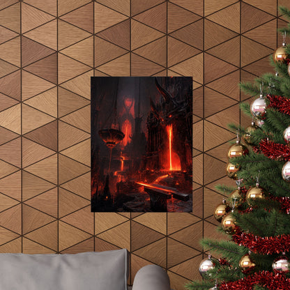 Demon Forge With Molten Metal - Dark Fantasy Art Print (Matte Poster) - Moikas