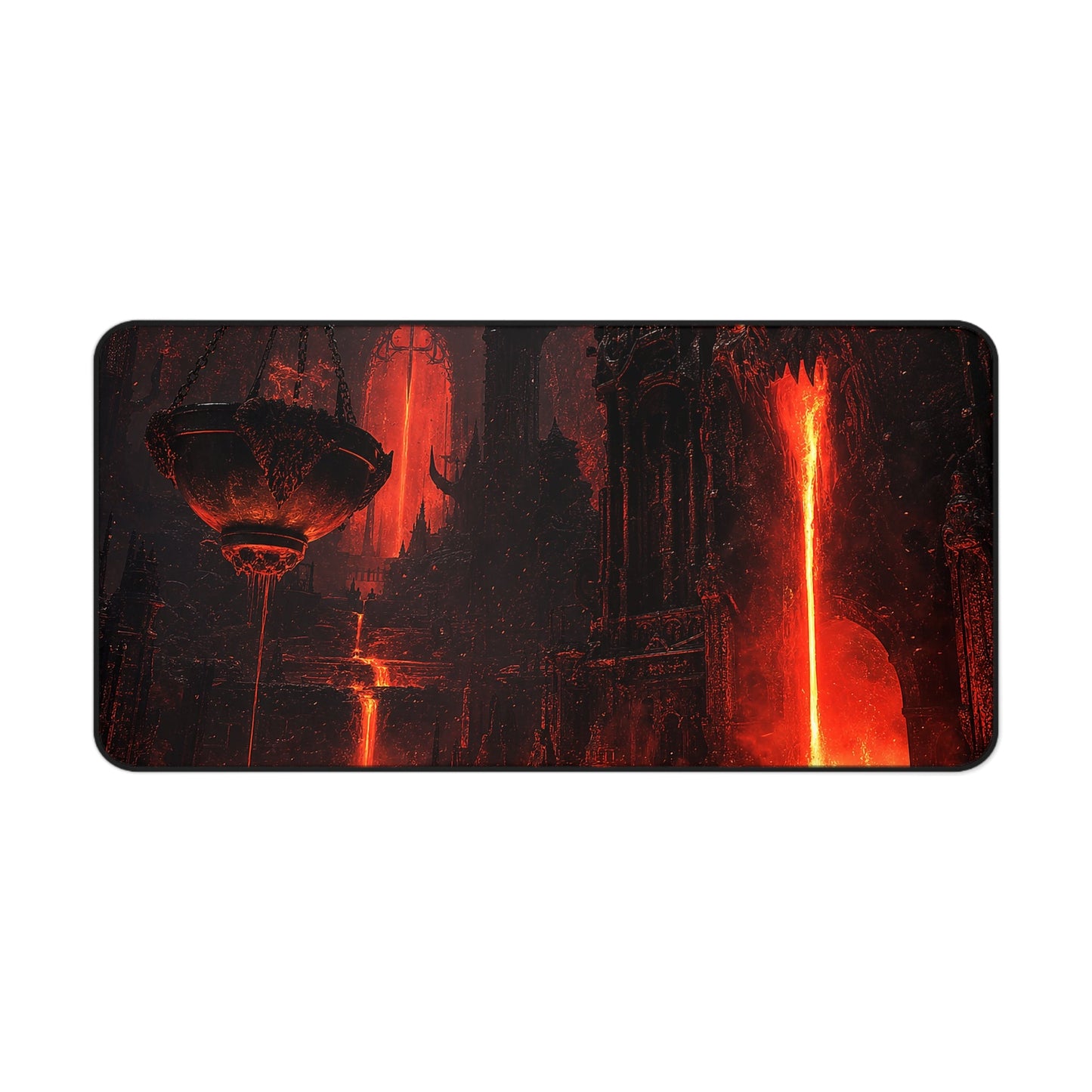 Demon Forge With Molten Metal - Dark Fantasy Gaming Desk Mat - Moikas