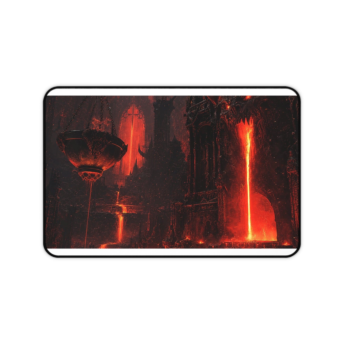 Demon Forge With Molten Metal - Dark Fantasy Gaming Desk Mat - Moikas