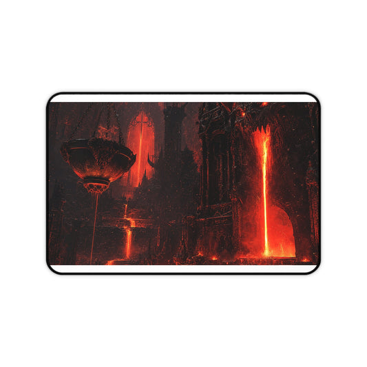 Demon Forge With Molten Metal - Dark Fantasy Gaming Desk Mat - Moikas