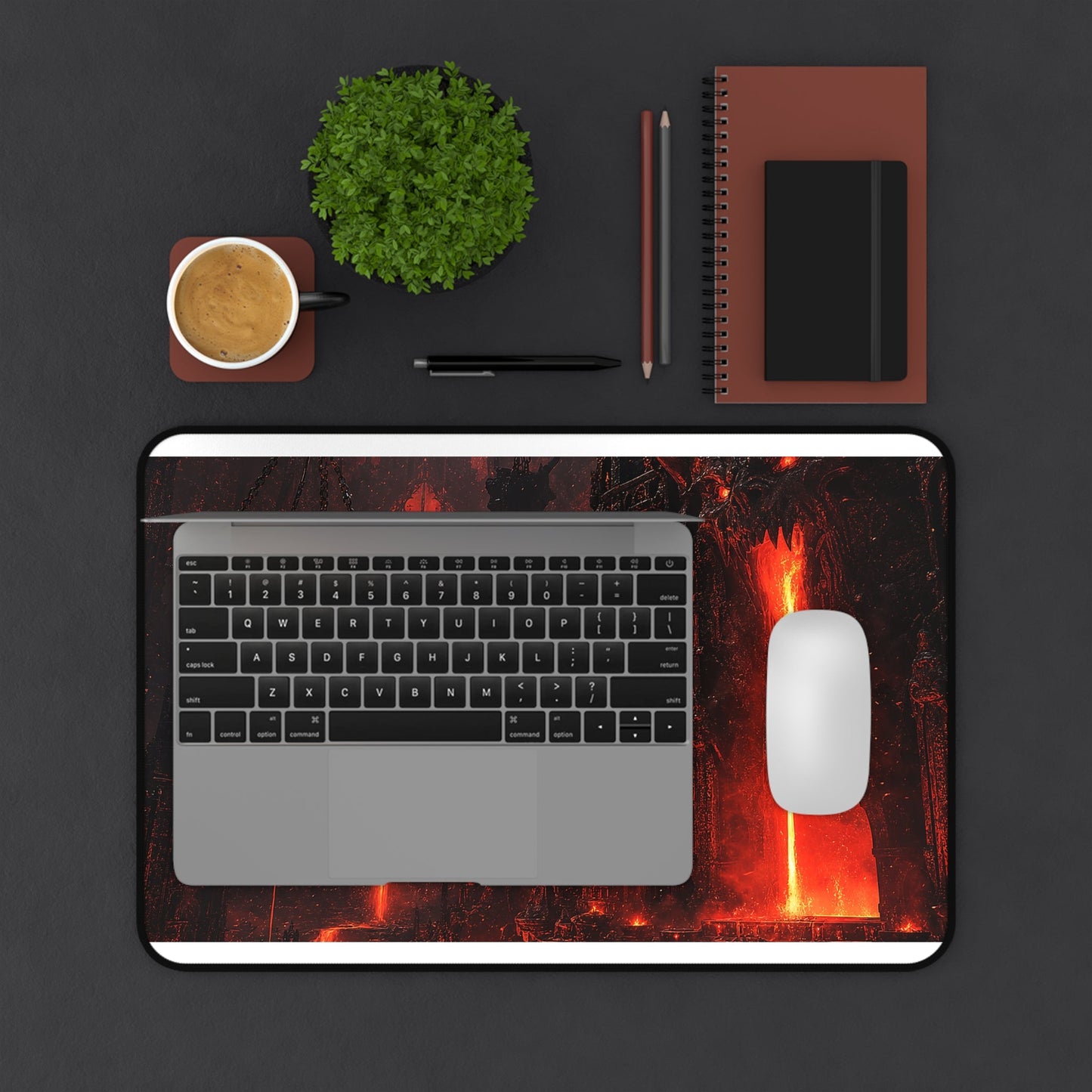Demon Forge With Molten Metal - Dark Fantasy Gaming Desk Mat - Moikas