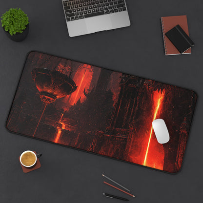Demon Forge With Molten Metal - Dark Fantasy Gaming Desk Mat - Moikas