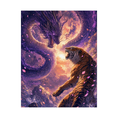 Dragon And Tiger Facing Off - Anime Manga Art Print (Matte Poster) - Moikas