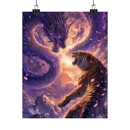 Dragon And Tiger Facing Off - Anime Manga Art Print (Matte Poster) - Moikas