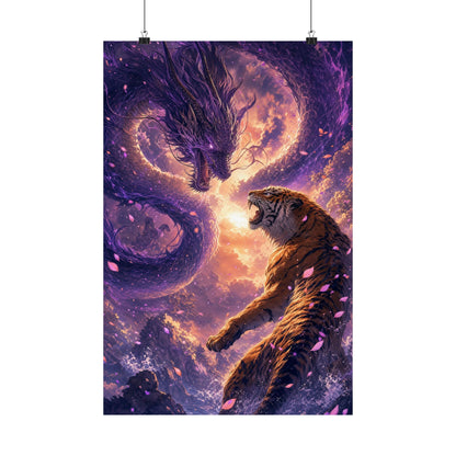 Dragon And Tiger Facing Off - Anime Manga Art Print (Matte Poster) - Moikas