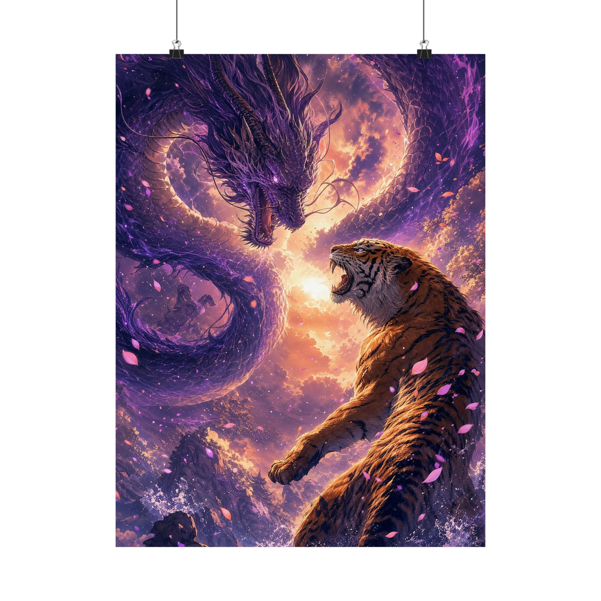 Dragon And Tiger Facing Off - Anime Manga Art Print (Matte Poster) - Moikas
